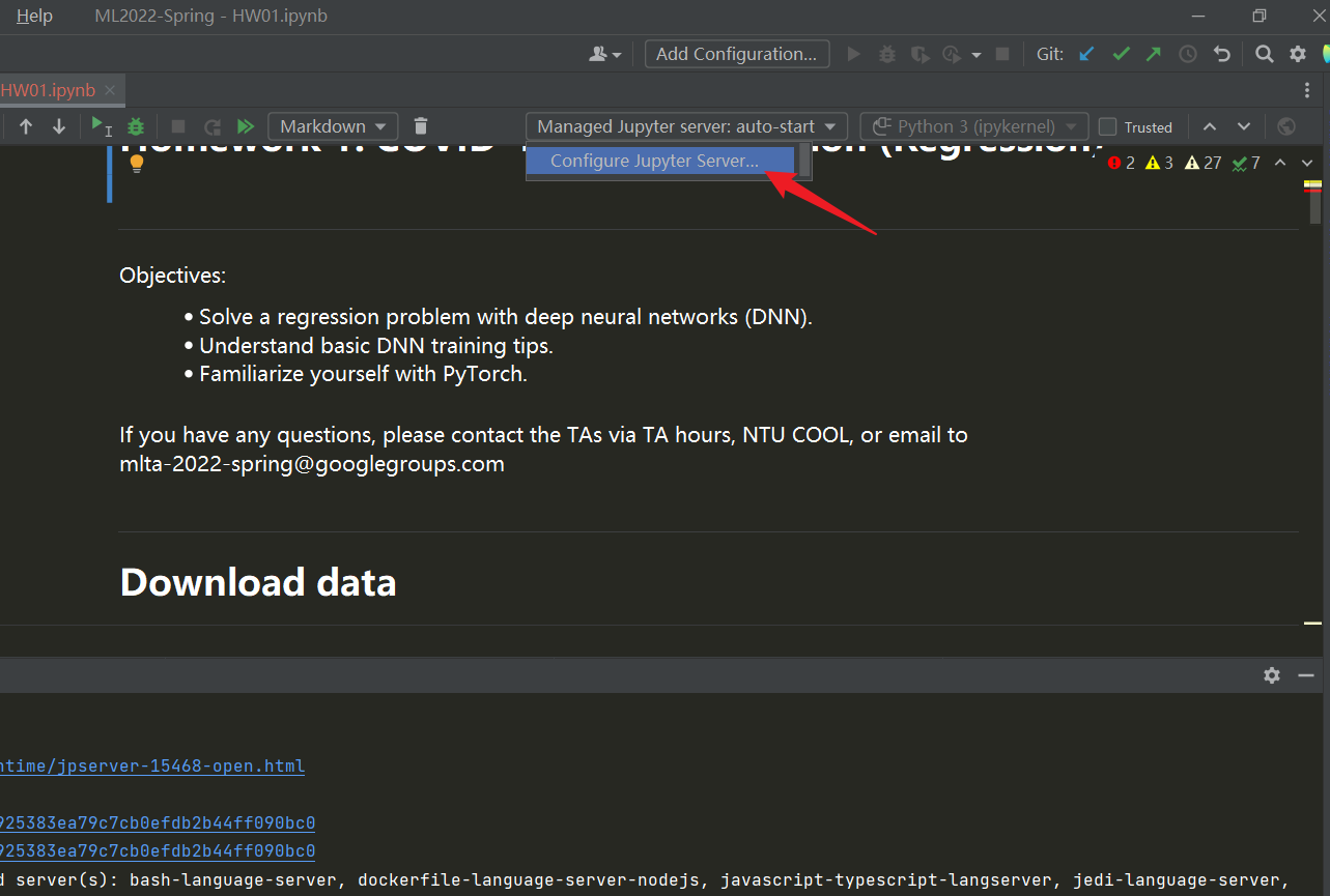 pycharm中运行jupyter notebook