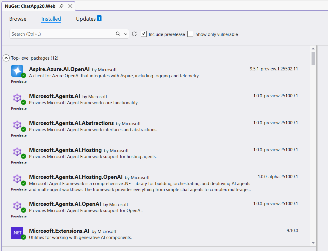 在 .NET AI 聊天应用中升级到 Microsoft 代理框架